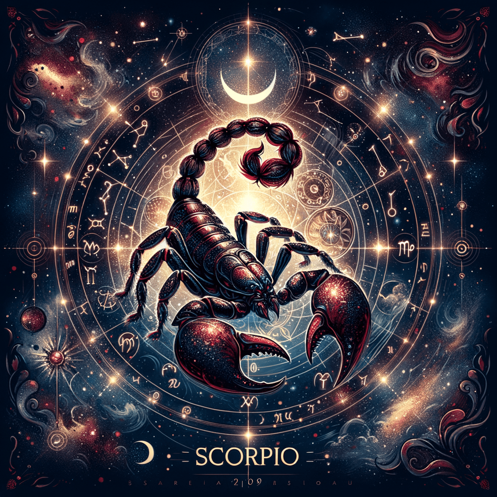 Scorpio sign symbol, the eighth zodiac sign, ruled by Mars and Pluto