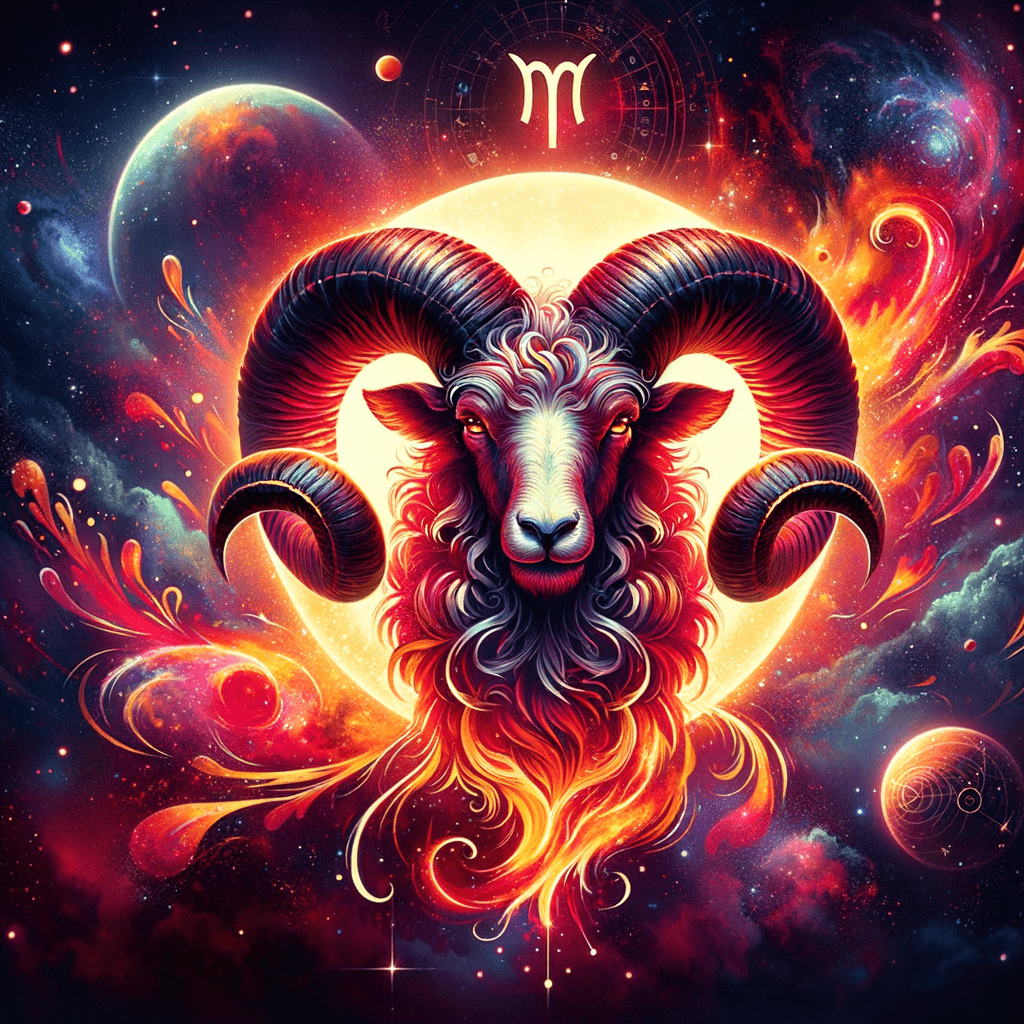 Aries sign symbol, the Ram, marking zero degrees Aries at the March equinox