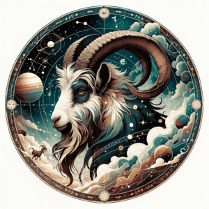 Capricorn sign symbol, the Sea Goat, with the Sun crossing the Capricorn segment of the zodiac