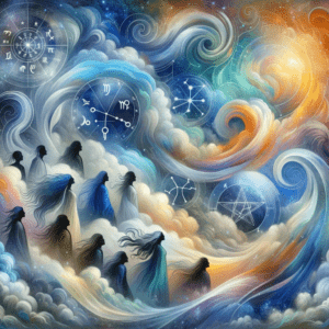The three air signs of the zodiac — Gemini, Libra and Aquarius — shown as a triangle on the astrological wheel
