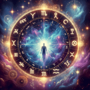 Rising sign meaning illustrated on the ascendant point of a natal chart