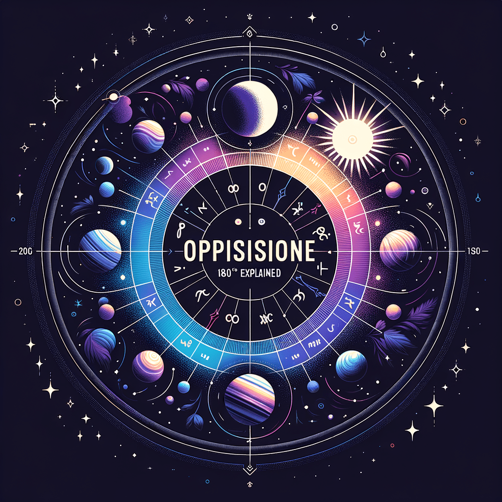 Opposition astrology aspect: two planets 180 degrees apart across a natal chart wheel