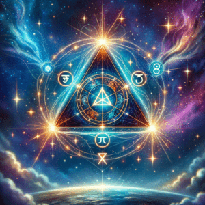 Trine astrology diagram: two planets 120 degrees apart, four signs and one element, drawn on a zodiac wheel