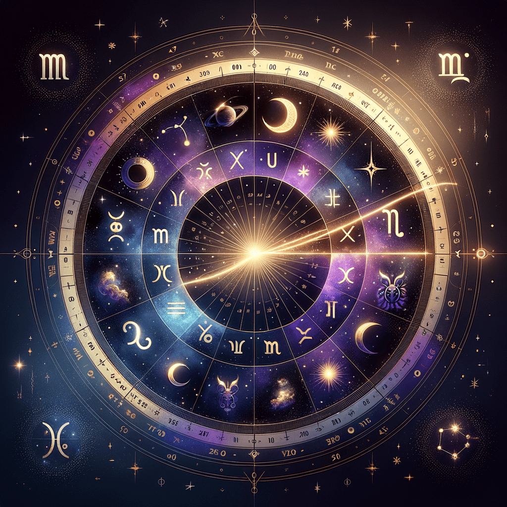 Sextile astrology diagram: two planets 60 degrees apart on a zodiac wheel, the most common major aspect