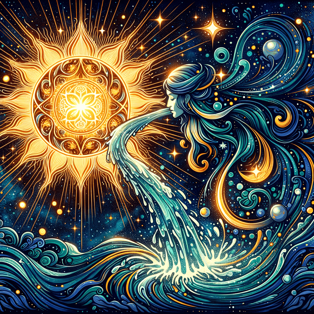 Astrology illustration for Sun in Aquarius Zodiac Sign