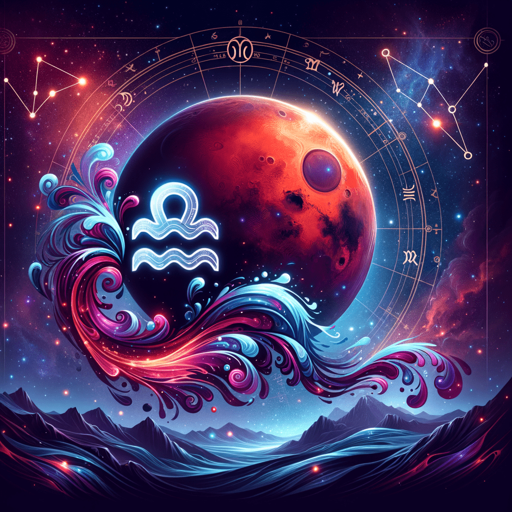 Astrology illustration for Mars in Aquarius