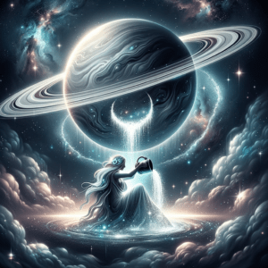 Astrology illustration for Saturn in Aquarius
