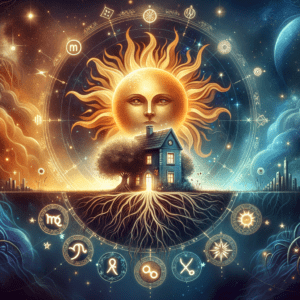 Astrology illustration for Sun in the 4th house