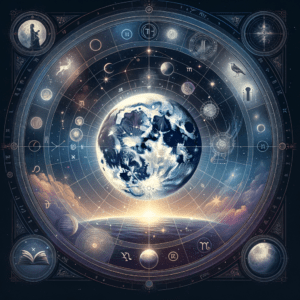 Astrology illustration for Moon in the 9th house