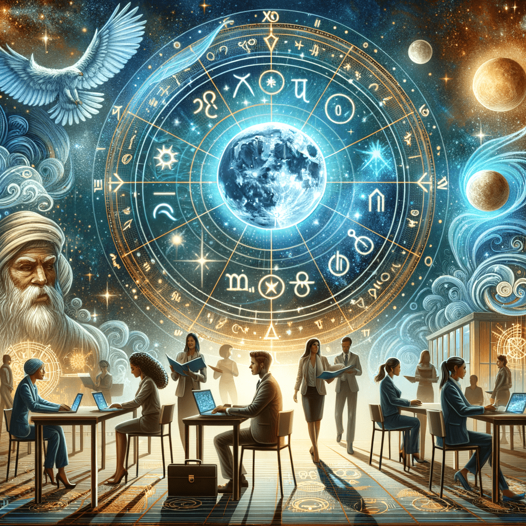 Astrology illustration for Moon in the 10th house