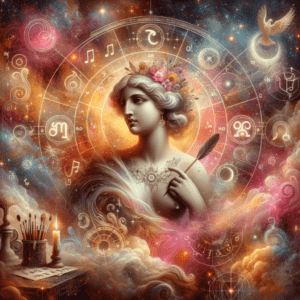 Astrology illustration for Venus in the 5th house