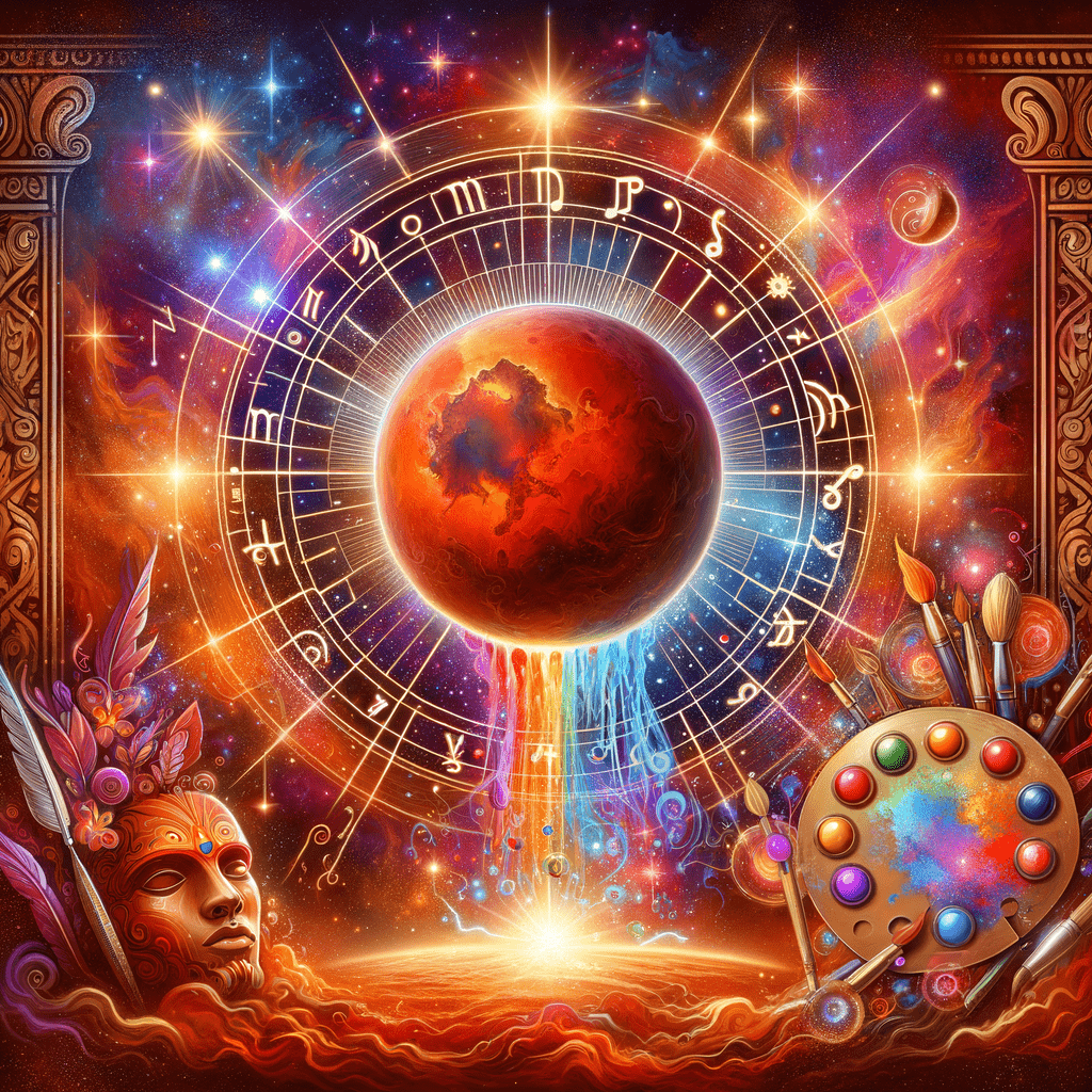 Astrology illustration for Mars in the 5th house