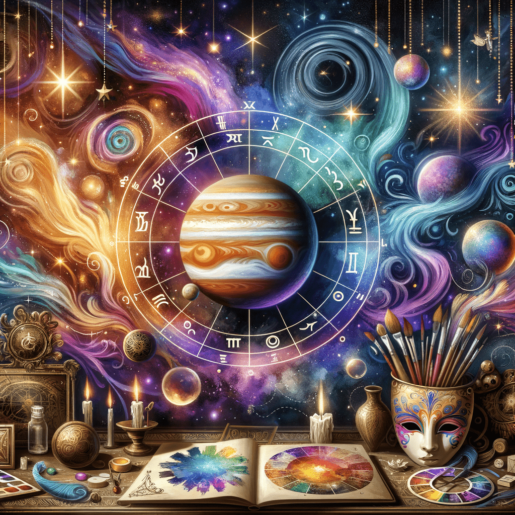 Astrology illustration for Jupiter in the 5th house