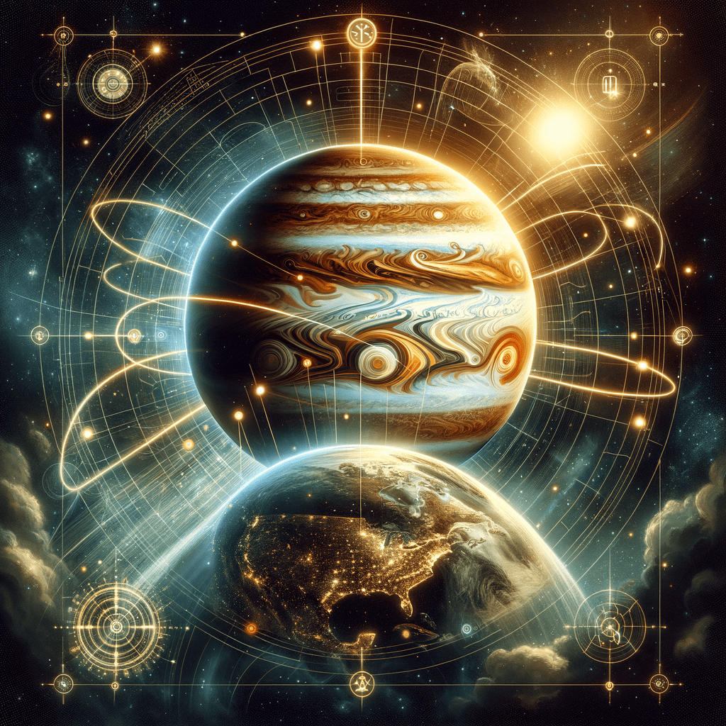 Astrology illustration for Jupiter in the 10th house