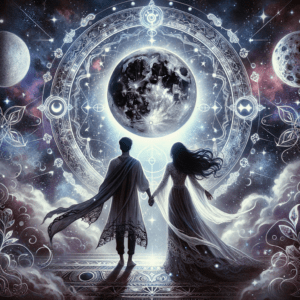 Astrology graphic showing Black Moon Lilith symbol over a zodiac wheel highlighting the Seventh House of relationships.