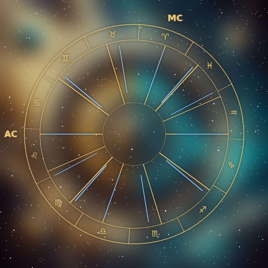 Porphyry and Campanus house systems: the house cusps of both systems drawn on the same chart wheel